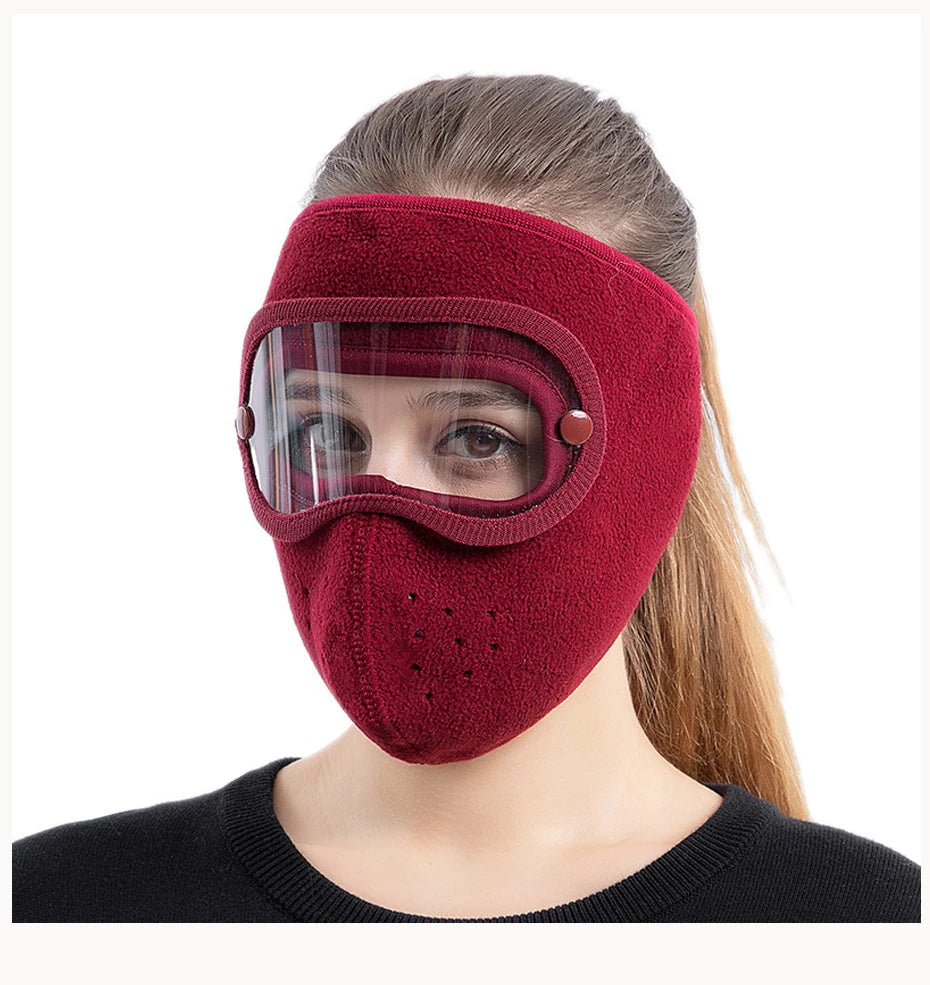 Windproof Anti Dust Full Face Masks Cycling Ski Breathable Masks Eye Hd Anti Fog Goggles Hood Cover Winter Warm Hat Caps (random Color)