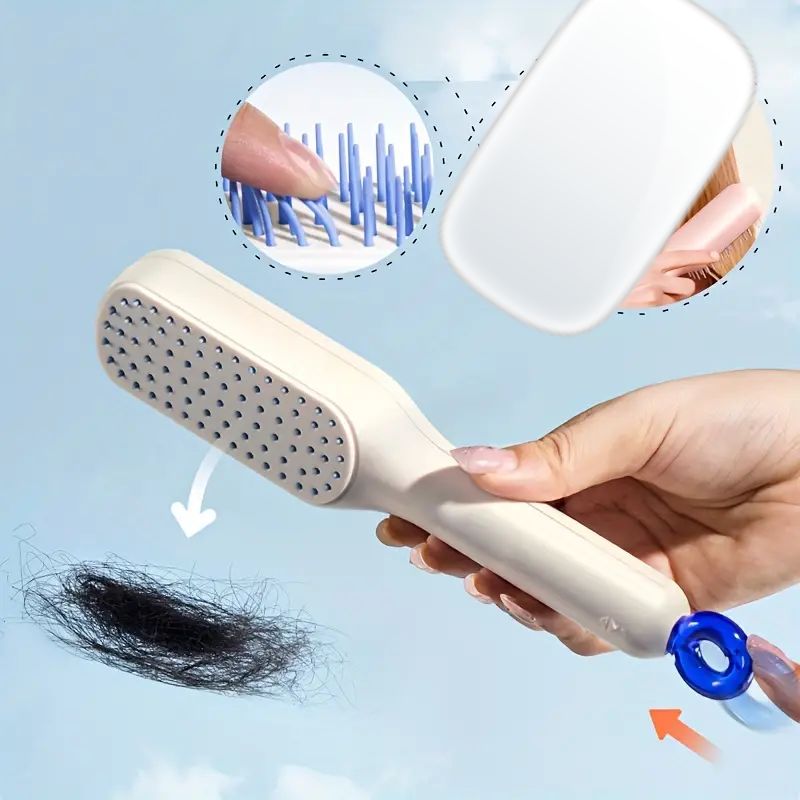 Self Cleaning Hair Brush One Click Cleaning Telescopic Hair Comb