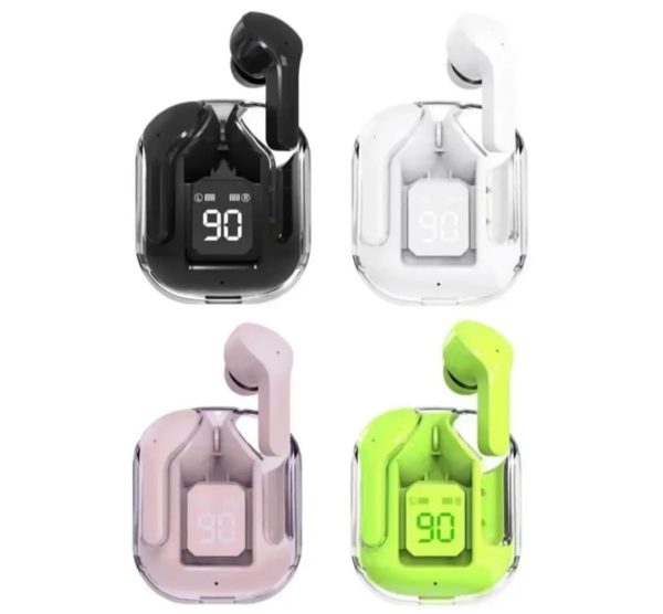 Air31 Wireless Earbuds with Crystal Transparent Body and Random Color Silicone Pouch