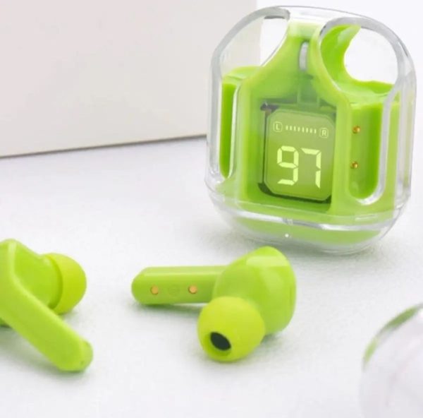 Air31 Wireless Earbuds with Crystal Transparent Body and Random Color Silicone Pouch