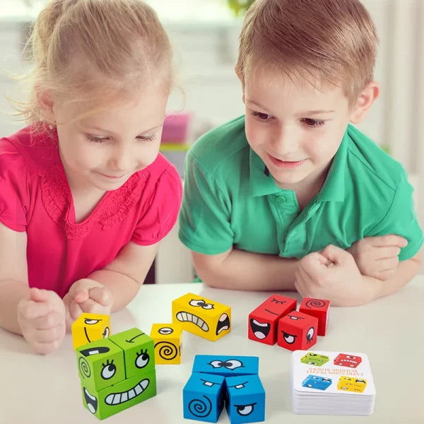 Fun Puzzle Children Wooden Face Changing Cube Game