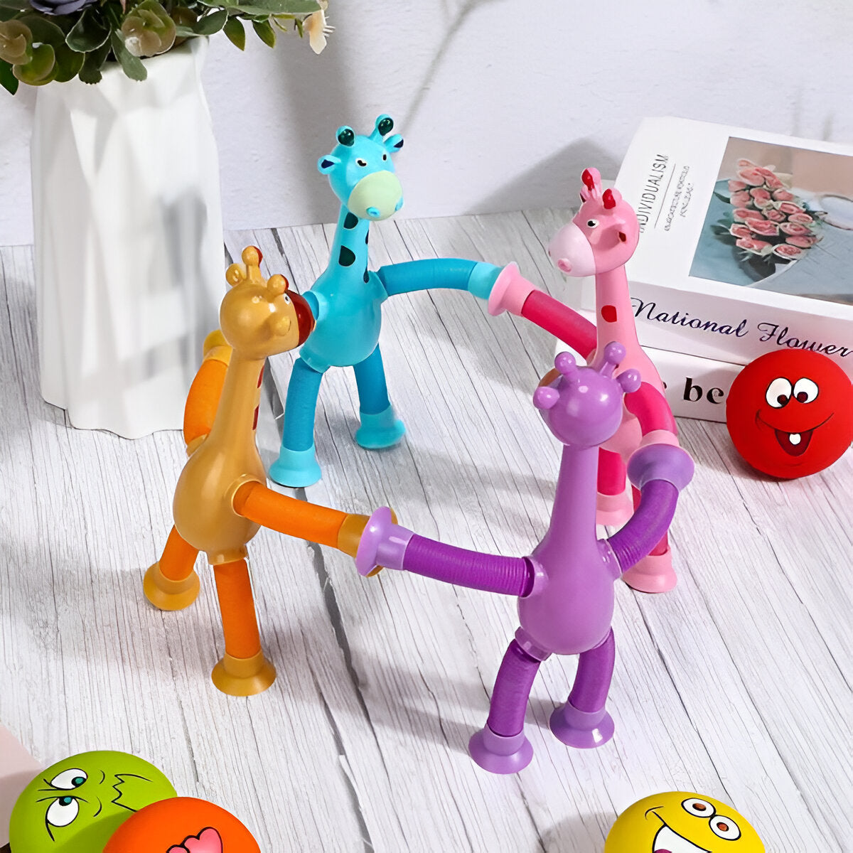 Animal Pop Tubes Giraffe Suction Toys For Kids