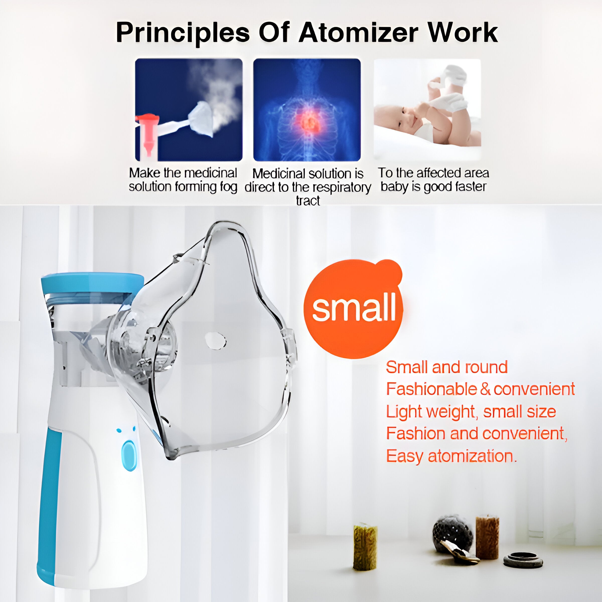 Portable Handheld Mesh Nebulizer For Adults & Kids Or Infants